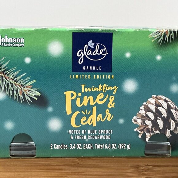 Glade Candle Twinkling Pine&Cedar/(1)3wick and (1) Two Pk/Limited Edition/6.8oz - Picture 3 of 6